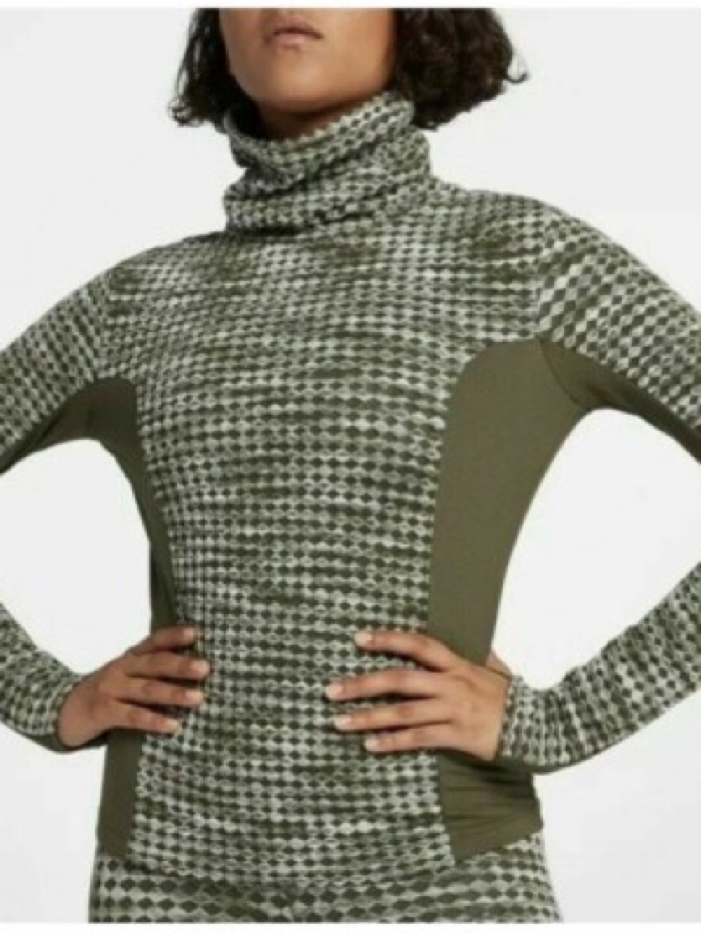 Nike Olive Patterned Turtleneck Pullover